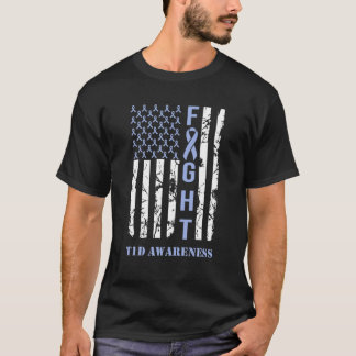 Diabetes T1D Bewustmaking Maand Fight Flag Blue Ri T-shirt