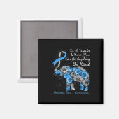 Diabetes Type 1 Bewustmaking Zonnebloem Lephant Be Magneet (Voorkant / Achterkant)