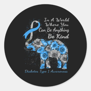 Diabetes Type 1 Bewustmaking Zonnebloem Lephant Be Ronde Sticker