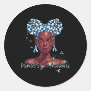 Diabetes Type 1 Bewustzijn Blauw en Grijs Ribbon G Ronde Sticker