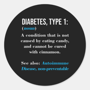 Diabetes type 1 definitie auto-immuunziekte ronde sticker