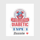 Diabetes Type 1 Nood Telefoon Sticker  (Vel)