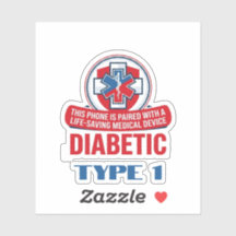 Diabetes Type 1 Nood Telefoon Sticker 