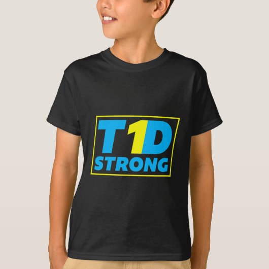 Diabetes Type 1 Sterke bewustwording T-shirt (Voorkant)