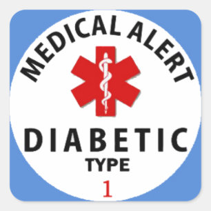 DIABETES TYPE 1 VIERKANTE STICKER