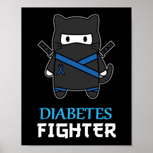 Diabetes Vighter Cat Ninja Awareness Diabetes Type Poster