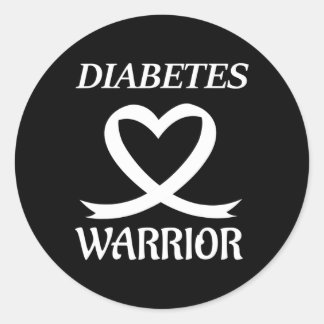 Diabetes Warrior Heart Ribbon Diabetisch Bewustzij Ronde Sticker