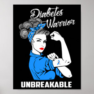 Diabetes Warrior Onbreekbare Diabetes Awareness G Poster