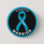 Diabetes Warrior Ribbon Black Button (Voorkant)