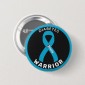 Diabetes Warrior Ribbon Black Button (Voorkant /achterkant)