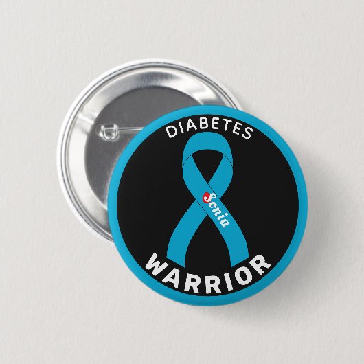 Diabetes Warrior Ribbon Black Button (Voorkant /achterkant)