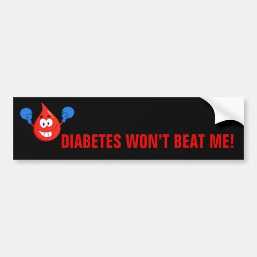 Diabetes zal me niet slaan bumpersticker (Voorkant)