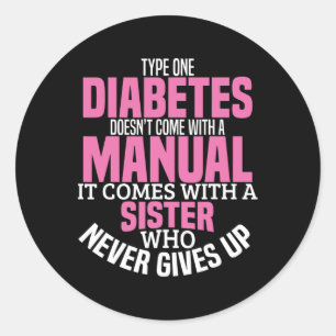 Diabetes Zuster Type 1 T1D Diabetische bewustwordi Ronde Sticker