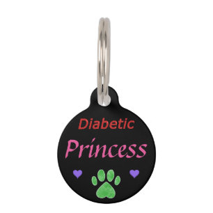 Diabetic Alert Princess Custom Huisdierpenning