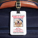 Diabetic Alert Service Dog Photo ID Badge Bagagelabel<br><div class="desc">Diabetische alarmservice Dog - identificeer uw hond gemakkelijk als een werkende onderhoudshond, terwijl u uw hond geconcentreerd houdt en op afleidingen snijdt terwijl u met een van deze k9-ID-badges werkt. Hoewel niet vereist, geeft een identiteitskaart van identiteitskaart van Dog van de Dienst u en uw de diensthond vrede van mening...</div>