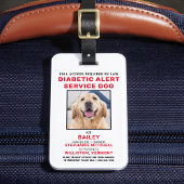 Diabetic Alert Service Dog Photo ID Badge Bagagelabel