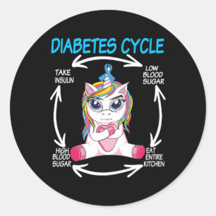 Diabetic Cycle Fun Unicorn Diabetes Awareness T-sh Ronde Sticker