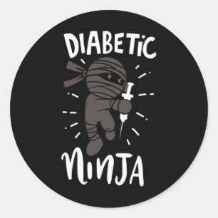 Diabetic Ninja Type 1 Diabetes Doctor Diabetes Awa Ronde Sticker