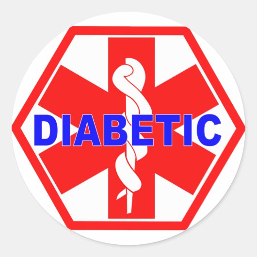 DIABETISCH MEDISCH ID-LABEL RONDE STICKER (Voorkant)