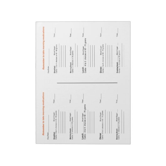 Diabetisch Notitieblok Dagelijks Logboek (Linkerzijde)
