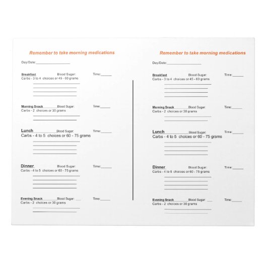 Diabetisch Notitieblok Dagelijks Logboek (Voorkant)