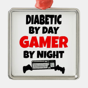 Diabetische gamer metalen ornament