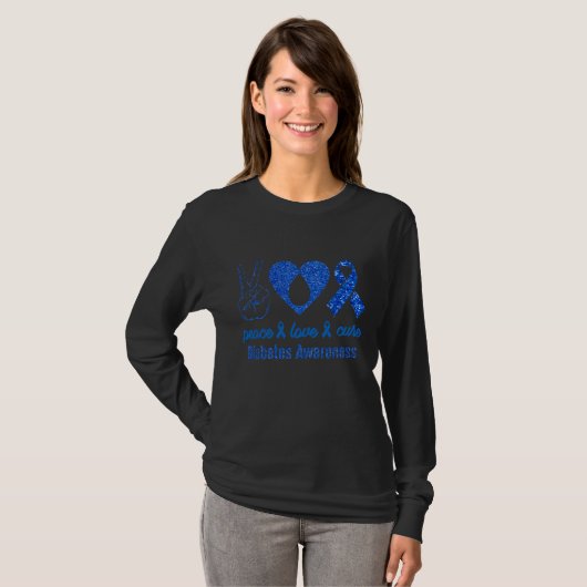 Diabetische liefde geneest blauwe diabetes Bewusth T-shirt (Voorkant volledig)