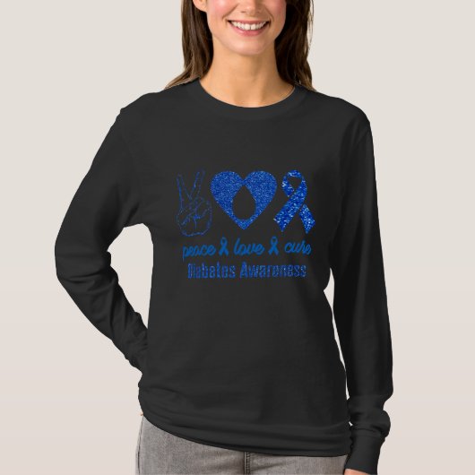 Diabetische liefde geneest blauwe diabetes Bewusth T-shirt (Voorkant)