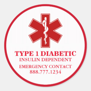 Diabetische medische informatie ronde sticker