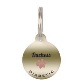 Diabetische Medische Waarschuwing Paw Print Telefo Huisdierpenning