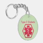 Diabetische medische waarschuwing sleutelhanger (Voorkant Links)