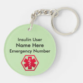 Diabetische medische waarschuwing sleutelhanger (Achterkant)