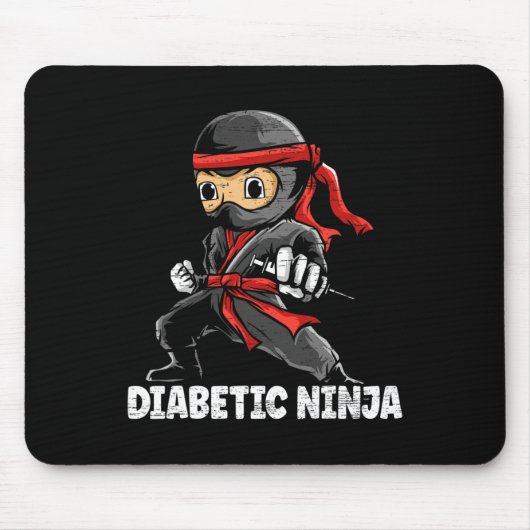 Diabetische Ninja Diabetes Awareness Month T1D Typ Muismat (Voorkant)