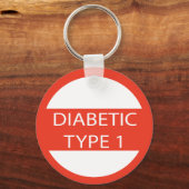 Diabetische sleuteldiabetes type 1 medisch alert f sleutelhanger (Voorkant)