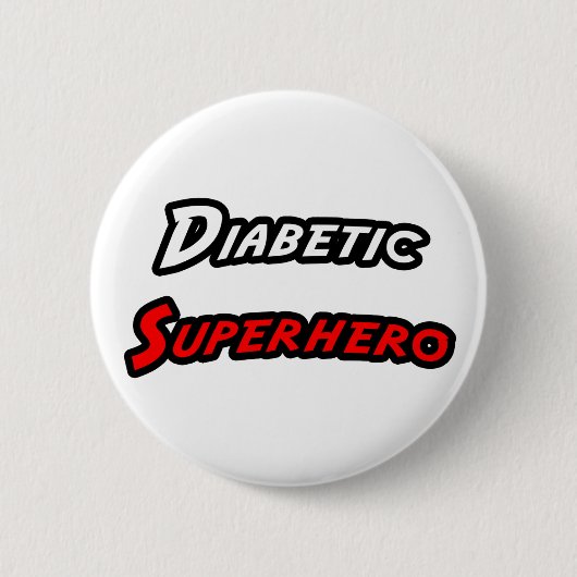 Diabetische superheld ronde button 5,7 cm (Voorkant)