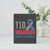 Diabetische T1D Warrior Diabetes Awareness Briefkaart (Staand voorkant)