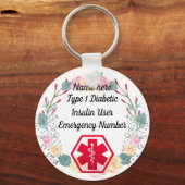 Diabetische waarschuwing speciaal type 1 of 2 sleutelhanger (Voorkant)