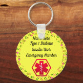 Diabetische waarschuwing speciaal type 1 of 2 sleutelhanger (Voorkant)