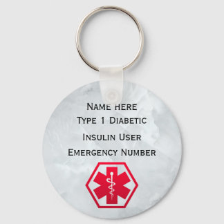 Diabetische waarschuwing speciaal type 1 of 2 sleutelhanger