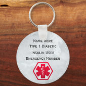 Diabetische waarschuwing speciaal type 1 of 2 sleutelhanger (Voorkant)