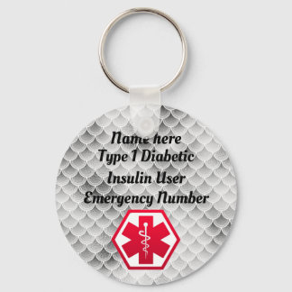 Diabetische waarschuwing speciaal type 1 of 2 sleutelhanger