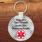 Diabetische waarschuwing speciaal type 1 of 2 sleutelhanger (Voorkant)
