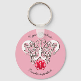 Diabetische waarschuwingen type 1 of 2 personalise sleutelhanger