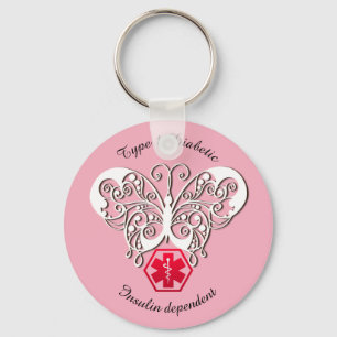 Diabetische waarschuwingen type 1 of 2 personalise sleutelhanger