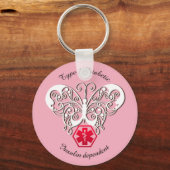 Diabetische waarschuwingen type 1 of 2 personalise sleutelhanger (Voorkant)