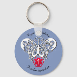 Diabetische waarschuwingen type 1 of 2 personalise sleutelhanger