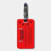 Diabetische waarschuwingshond ID Bagagelabel (Achterkant verticaal)