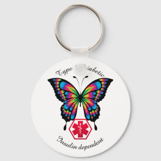 Diabetische waarschuwingssignalen Type 1 of 2 Pers Sleutelhanger