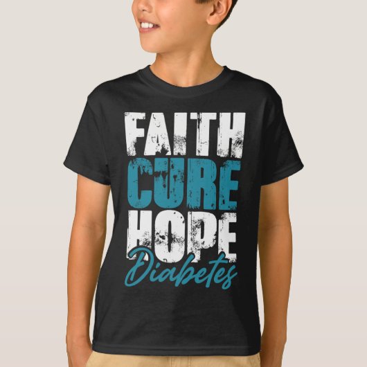 Diabetische Warrior Gift Faith Cure Hope Diabetes T-shirt (Voorkant)