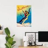 Diablerets, berg, stel op een skilift poster (Thuiskantoor)